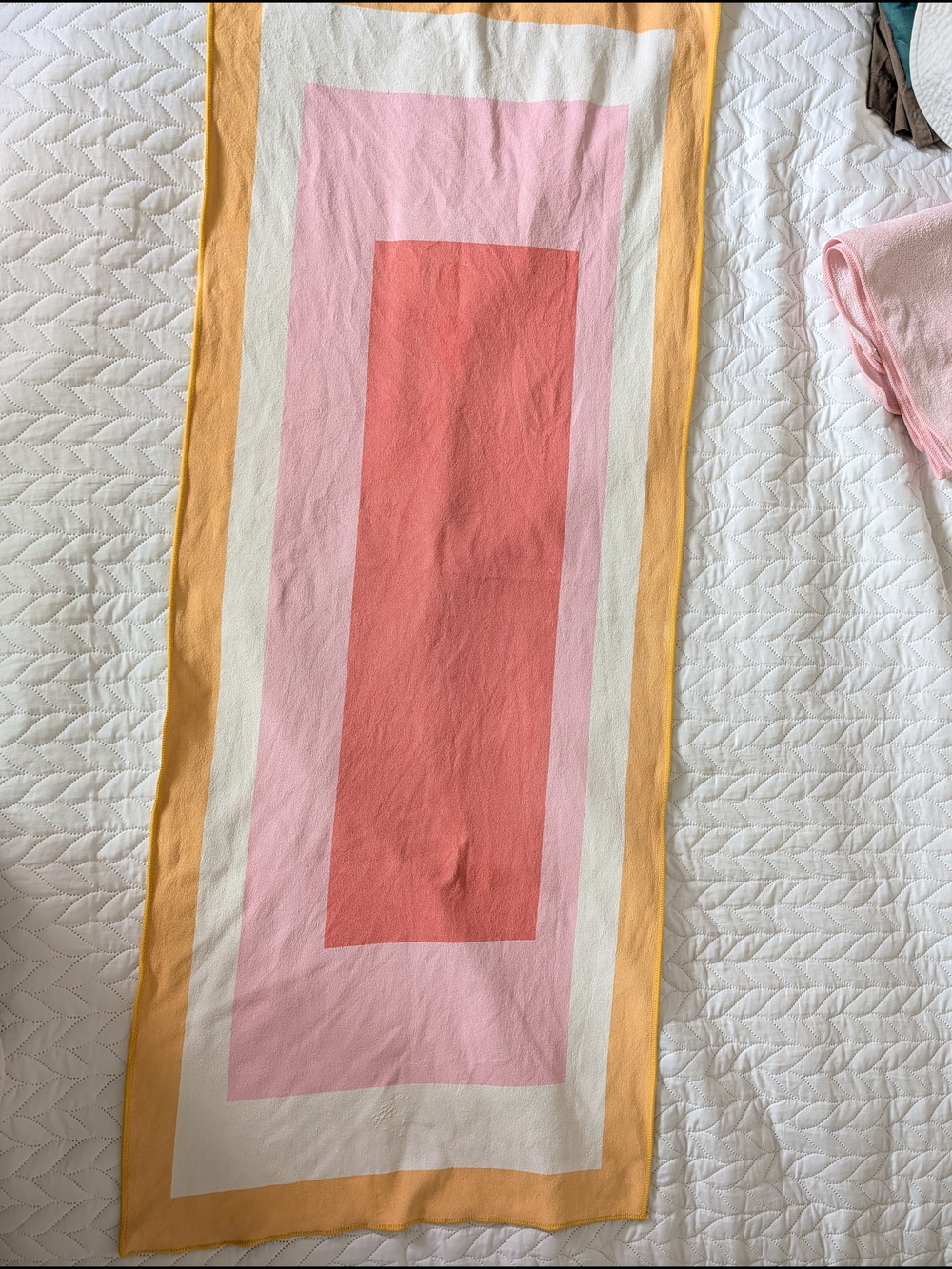 Two Microfiber Towels in Pink, Coral & Yellow